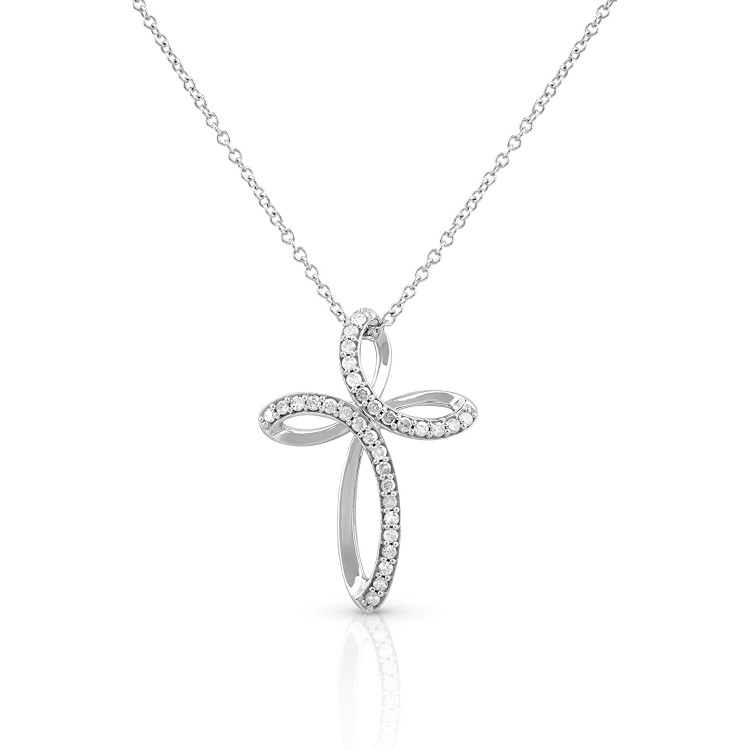 Femme Luxe 0.25 cttw Diamonds Cross Pendant for Women, 14K White Gold, Hypoallergenic, Giftable Jewelry (Diamond Color: G-H, Clarity: I2-I3)