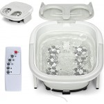 COSTWAY Foot Spa Bath Massager, Collapsible Feet Salon Tub with Adjustable Heating Temperature &amp; Electric Roller, Remote Control for Easy Operation, Infrared Lights, Bubbles Function