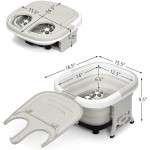 COSTWAY Foot Spa Bath Massager, Collapsible Feet Salon Tub with Adjustable Heating Temperature &amp; Electric Roller, Remote Control for Easy Operation, Infrared Lights, Bubbles Function