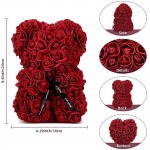 10 Inch Rose Teddy Bear Flower Artificial Handmade Forever Rose Bear for Valentines Day Anniversary Bridal Showers Weddings Mothers Day with Clear Box (Burgundy)