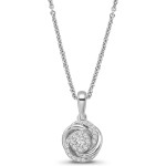 10k White Gold and Diamond Knot Pendant Necklace (1/4 cttw, I-J Color, I2-I3 Clarity), 18&#34;