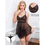 Avidlove Women Lingerie Babydoll Lace Nightgown Mesh Chemise Boudoir Nighty