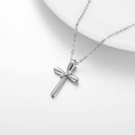 10K Real Gold Diamond Cross Necklace for Women, Natural Round-cut Diamond Accent Gold Cross Pendant Anniversary Love Gift Jewelry for Her, 18 inch