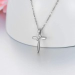 10K Real Gold Diamond Cross Necklace for Women, Natural Round-cut Diamond Accent Gold Cross Pendant Anniversary Love Gift Jewelry for Her, 18 inch