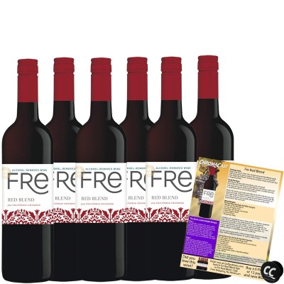 Sutter Home Fre Red Blend Non-Alcoholic Red Wine Experience Bundle with Pop Socket, Seasonal Wine Pairings &amp; Recipes, 12/750ML 6-Pack