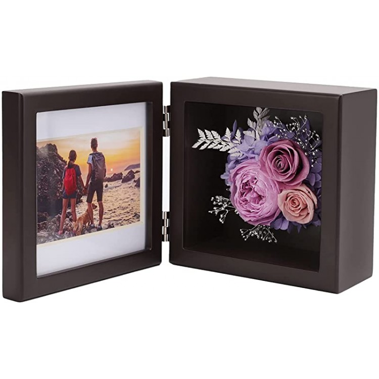 ANLUNOB 5x5 Picture Frame Stand for Table top Display for Desk Mothers Day Birthday Gift,Forever Roses with Brown Photo Frame Gifts for Mom Girls Women