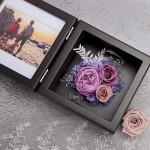 ANLUNOB 5x5 Picture Frame Stand for Table top Display for Desk Mothers Day Birthday Gift,Forever Roses with Brown Photo Frame Gifts for Mom Girls Women