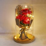 Forever Flowers Eternal Roses in Glass Dome, Upscale Immortal Roses Gift for Women, for her, Glass Flowers Rose with LED Mood Lights for Valentine&#39;s Day Mothers Day Birthday