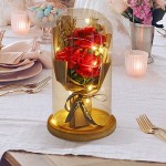 Forever Flowers Eternal Roses in Glass Dome, Upscale Immortal Roses Gift for Women, for her, Glass Flowers Rose with LED Mood Lights for Valentine&#39;s Day Mothers Day Birthday