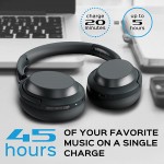 TREBLAB Z7 PRO - Hybrid Active Noise Canceling Headphones with Mic - 45H Playtime &amp; USB-C Fast Charging, ANC Wireless Over Ear Bluetooth Headphones w/aptX, Stereo Sound, Touch Control (Grey)