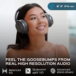 TREBLAB Z7 PRO - Hybrid Active Noise Canceling Headphones with Mic - 45H Playtime &amp; USB-C Fast Charging, ANC Wireless Over Ear Bluetooth Headphones w/aptX, Stereo Sound, Touch Control (Grey)