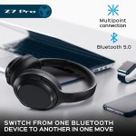 TREBLAB Z7 PRO - Hybrid Active Noise Canceling Headphones with Mic - 45H Playtime &amp; USB-C Fast Charging, ANC Wireless Over Ear Bluetooth Headphones w/aptX, Stereo Sound, Touch Control (Grey)