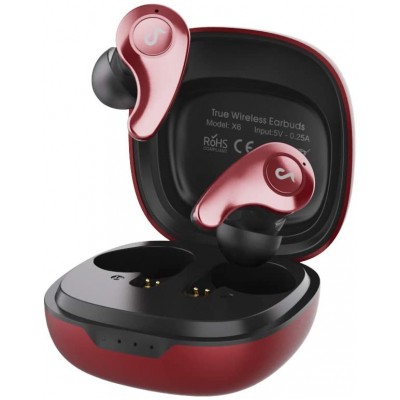 Tiny Red Bluetooth Wireless Earbuds Deep Bass Headphone with Dual Mic, ENC Noise Cancelling Earphone 3D Stereo Sound,Crystle Clear Phone Call Voice with Type C Fast Charging
