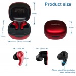 Tiny Red Bluetooth Wireless Earbuds Deep Bass Headphone with Dual Mic, ENC Noise Cancelling Earphone 3D Stereo Sound,Crystle Clear Phone Call Voice with Type C Fast Charging