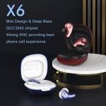 Tiny Red Bluetooth Wireless Earbuds Deep Bass Headphone with Dual Mic, ENC Noise Cancelling Earphone 3D Stereo Sound,Crystle Clear Phone Call Voice with Type C Fast Charging