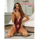 Avidlove Women One Piece Lingerie Sexy Lace Teddy Mini Babydoll Bodysuit Deep V Nighty&amp;Avidlove Women Satin Pajamas Sleepwear Sexy Cami Shorts Pajama Sets