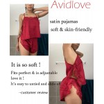 Avidlove Women One Piece Lingerie Sexy Lace Teddy Mini Babydoll Bodysuit Deep V Nighty&amp;Avidlove Women Satin Pajamas Sleepwear Sexy Cami Shorts Pajama Sets