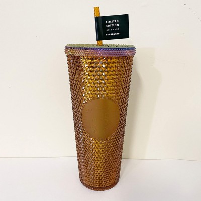 Starbucks Limited Edition 2021 50th Anniversary Honeycomb Gold Studded Cold Cup Tumbler 24oz