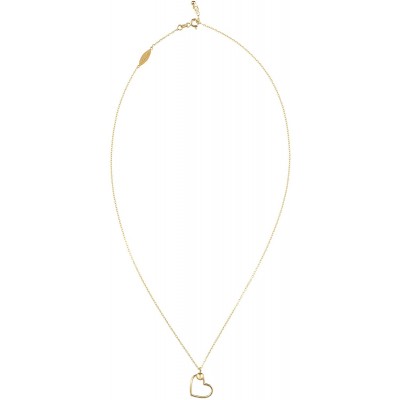 ATASAY Jewelry Solid Gold Pendant Chain Necklace - 14K Yellow Gold Heart Pendant Necklace for Women (17-Inch Gold Jewelry/Gold Necklace for Women)