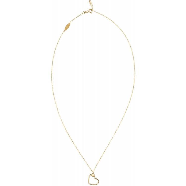 ATASAY Jewelry Solid Gold Pendant Chain Necklace - 14K Yellow Gold Heart Pendant Necklace for Women (17-Inch Gold Jewelry/Gold Necklace for Women)