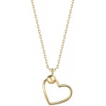 ATASAY Jewelry Solid Gold Pendant Chain Necklace - 14K Yellow Gold Heart Pendant Necklace for Women (17-Inch Gold Jewelry/Gold Necklace for Women)