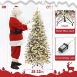 Decoway 6ft Pre-Lit Artificial Christmas Tree with Flocked Snow Pre-Strung Lights Xmas Holiday Decoration for Home, Office, Party