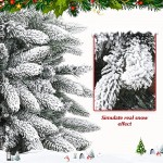 Decoway 6ft Pre-Lit Artificial Christmas Tree with Flocked Snow Pre-Strung Lights Xmas Holiday Decoration for Home, Office, Party