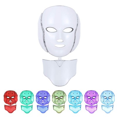LED Face Mask Light Therapy 7 Colors light Mask for Neck Skin Rejuvenation And Treatment, Anti Aging Spot & Wrinkles for Neck & Face