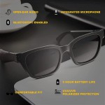 Flows Bandwidth - Smart Bluetooth Audio Sunglasses with Open Ear Headphones - Voice Control - Polarized UVA/UVB Lenses - for Men and Women - Prescription (Rx) Ready - Bruno Frames (Gray)