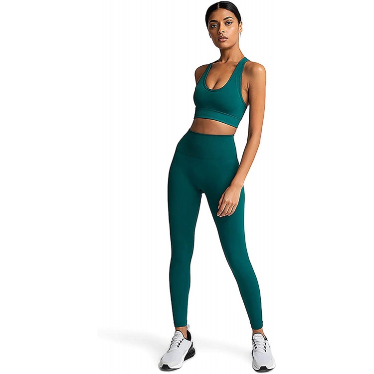 Women’s Yoga Outfits 2 piece Set Workout Tracksuits Sports Bra High Waist Legging Active Wear Athletic Clothing Set