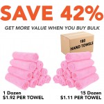 Arkwright Microfiber Hand Towels (15x24, 180 Bulk Case), Perfect Gym Towels for Home, Gym, Salon, Spa, Resort (Pink)