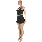 Womens Casual Sports 2 Piece Outfits Skirt Sets Athletic Tank Crop Top Tennis Golf Skorts Skirts Activewear