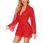 Avidlove Women Lace Kimono Robe Babydoll Sexy Lingerie Mesh Chemise Nightgown Cover Up+One Piece Lingerie