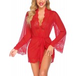 Avidlove Women Lace Kimono Robe Babydoll Sexy Lingerie Mesh Chemise Nightgown Cover Up+One Piece Lingerie