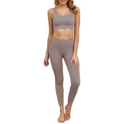SweatyShark Women&#39;s Workout Outfit Set Active 2 Pieces Seamless Yoga Leggings with Paded Stretch Sports Bra Top
