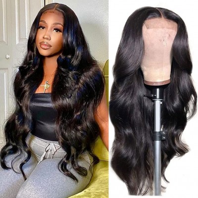 Lace Front Wigs Human Hair Pre Plucked Body Wave Wigs for Black Women 32 inch Human Hair Wigs 4x4 Lace Closure Wigs Brazilian Virgin Hair Glueless 150% Density Long Wavy Wigs