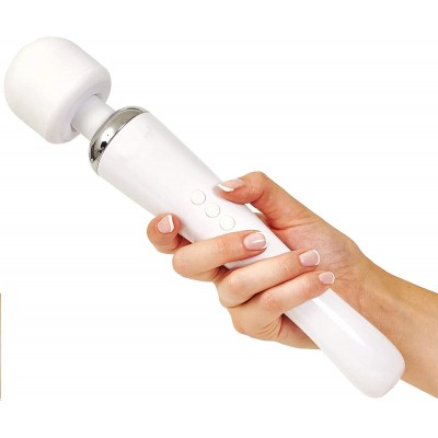 Cordless Wand Massager - Strongest Therapeutic Vibrating Power - Best Rated for Travel Gift - Magic Stress Away - Perfect for Muscle Aches and Personal Sports Recovery - USB - Curve (White)