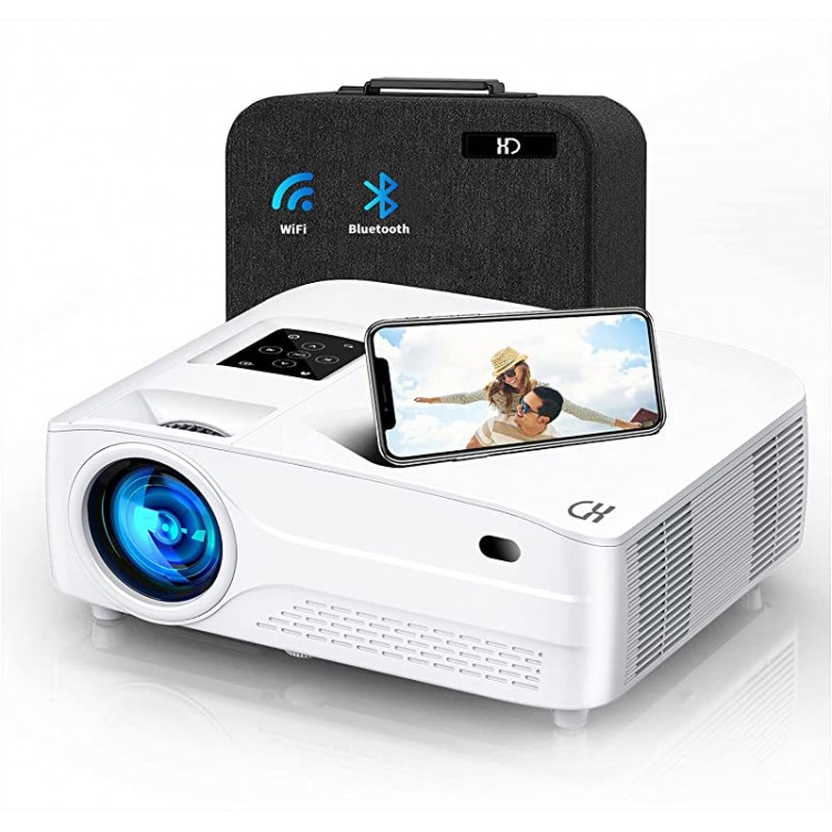 5G WiFi Bluetooth Projector 4k ,9800 lux 1080P Mini Projector with 480&#34; Display, Support ±50° 4P/4D Keystone Correction,Dolby,Zoom,Home&amp;Outdoor Projector iOS/Android/PS4 (White)