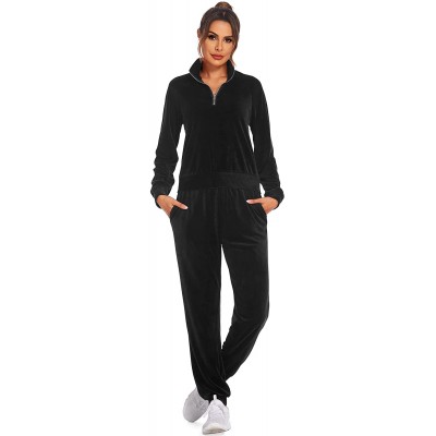 Hotouch Women&#39;s Zip Up Sweatsuit Set Velour Track Suits Long Sleeve Sweat Suits 2 Piece Tracksuits Outfits S-XXL