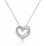 Fine Color Jewels Heart Necklace (Pink Sapphire)