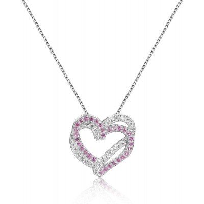 Fine Color Jewels Heart Necklace (Pink Sapphire)