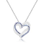 Fine Color Jewels Heart Necklace (Blue Sapphire)