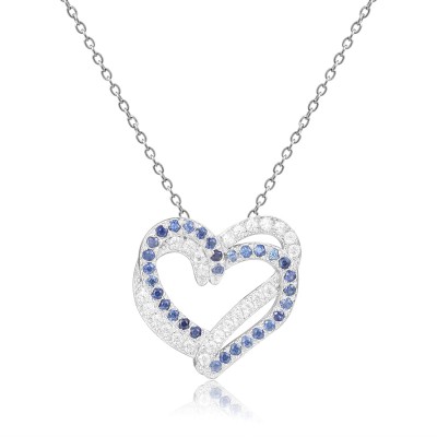 Fine Color Jewels Heart Necklace (Blue Sapphire)