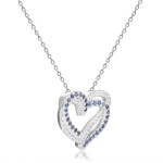 Fine Color Jewels Heart Necklace (Blue Sapphire)