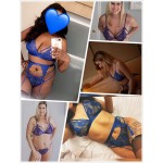 Avidlove Sexy Lingerie for Women for Sex Lace Babydoll Bodysuit 2 Pack (Blue, Large)