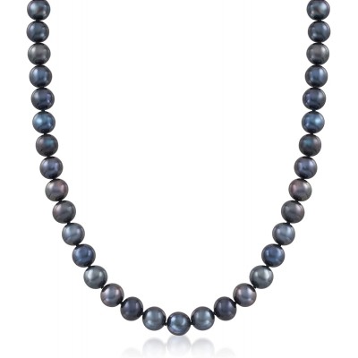 Ross-Simons 8.5-9.5mm Black Cultured Pearl Necklace With Sterling Silver