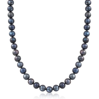 Ross-Simons 8.5-9.5mm Black Cultured Pearl Necklace With Sterling Silver