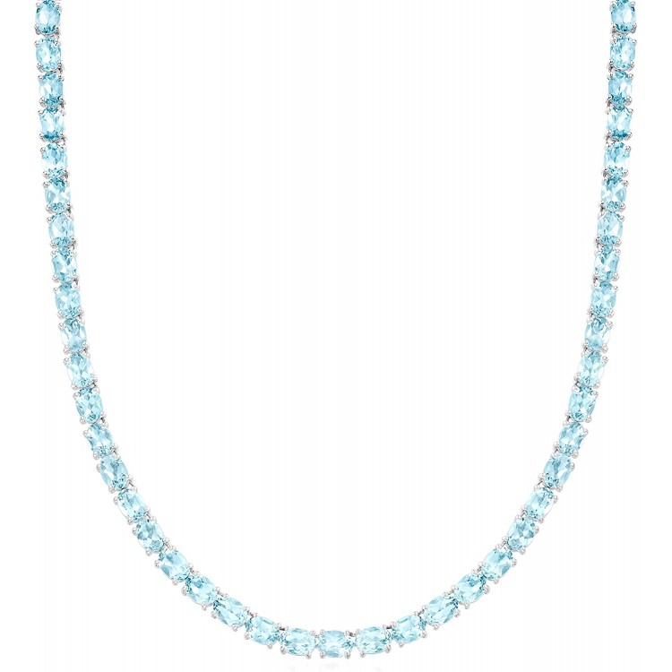 Ross-Simons 45.00 ct. t.w. Sky Blue Topaz Tennis Necklace in Sterling Silver. 18 inches