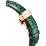 Lola Rose Women&#39;s Malachite Watch with Zircon and Green Leather Strap
