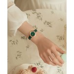 Lola Rose Women&#39;s Malachite Watch with Zircon and Green Leather Strap